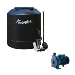 undefined - Combo Tanque Plus 1100L Negro Rotoplas + Accesorios + Bomba centrífuga de agua 1.0 HP 105L/min