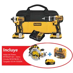 DEWALT - Taladro Percutor + Atornillador de impacto +Set de Puntas 16 Piezas + REGALO Sierra Circular