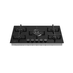 SOLE - Encimera Empotrable A Gas 5 Hornillas SOLCO076 S-Collection Negro