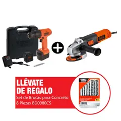 STANLEY - Taladro Atornillador + Esmeril Angular + Lijadora Orbital B&D