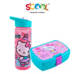 SCOOL - Set Botella 590ml + Táper Rectangular Hello Kitty