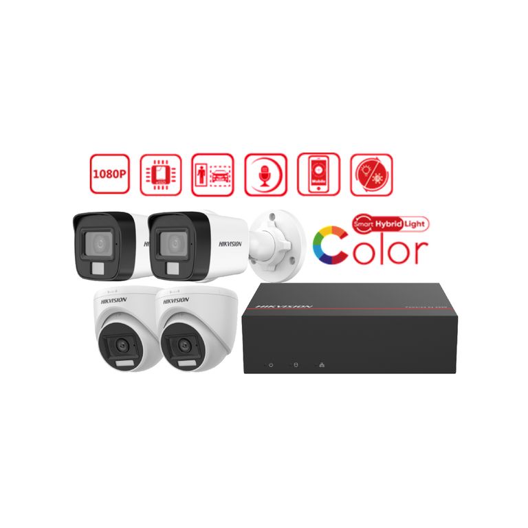 Kit 4 Cámaras de Seguridad de Color Hikvision