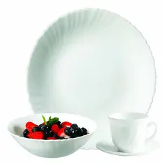 OSTER - Juego Vajilla Opal Glass 16 Piezas Alpine Crest Blanco