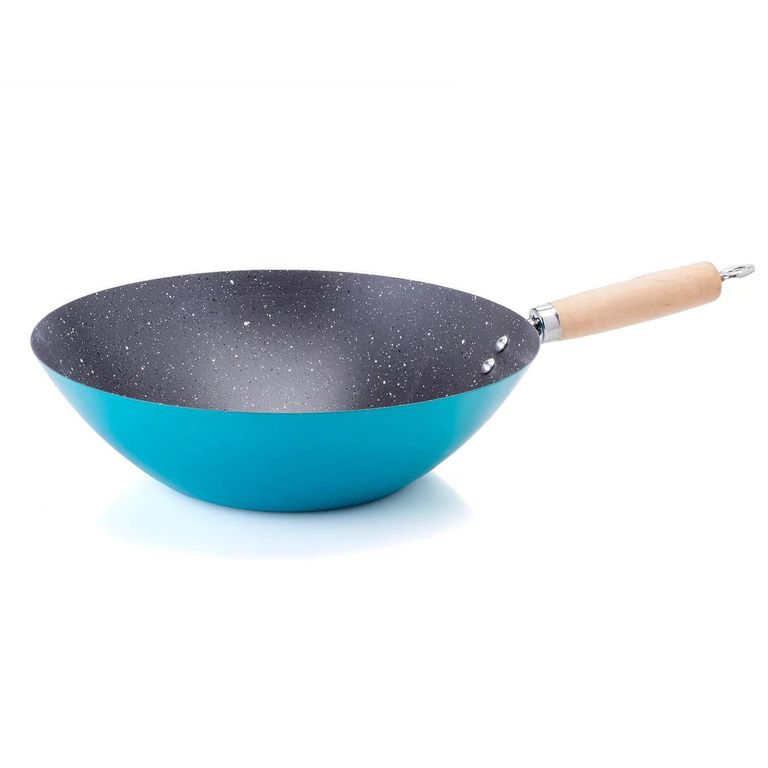 Wok Acero al Carbono Denali en Turquesa 30cm