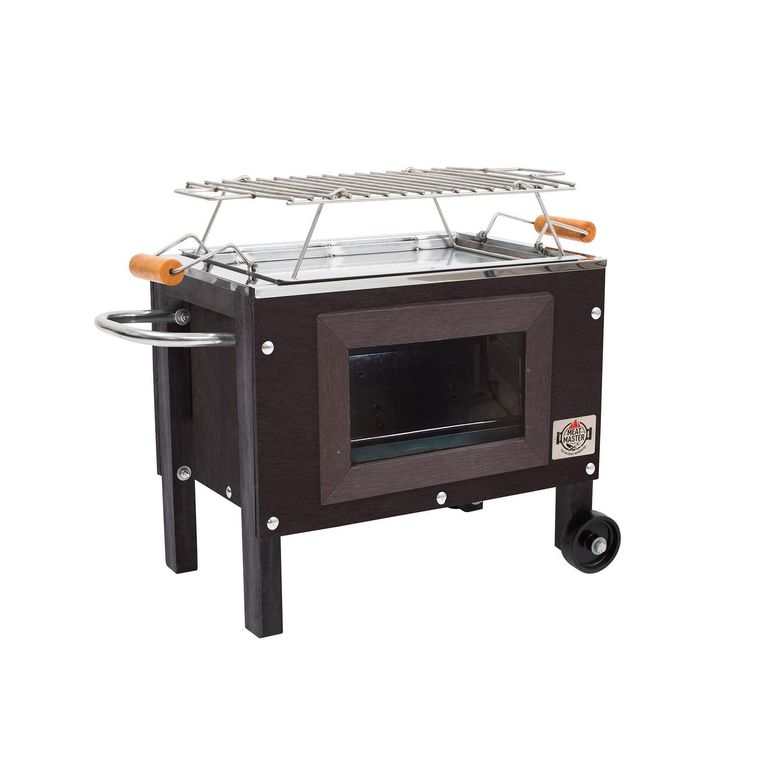 Caja China Negra Chica con Vidrdio + Parrilla de Varillas Galvanizada