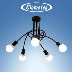 CIAMETSA - Lámpara Colgante Nudo 5 Luces E27 Negra