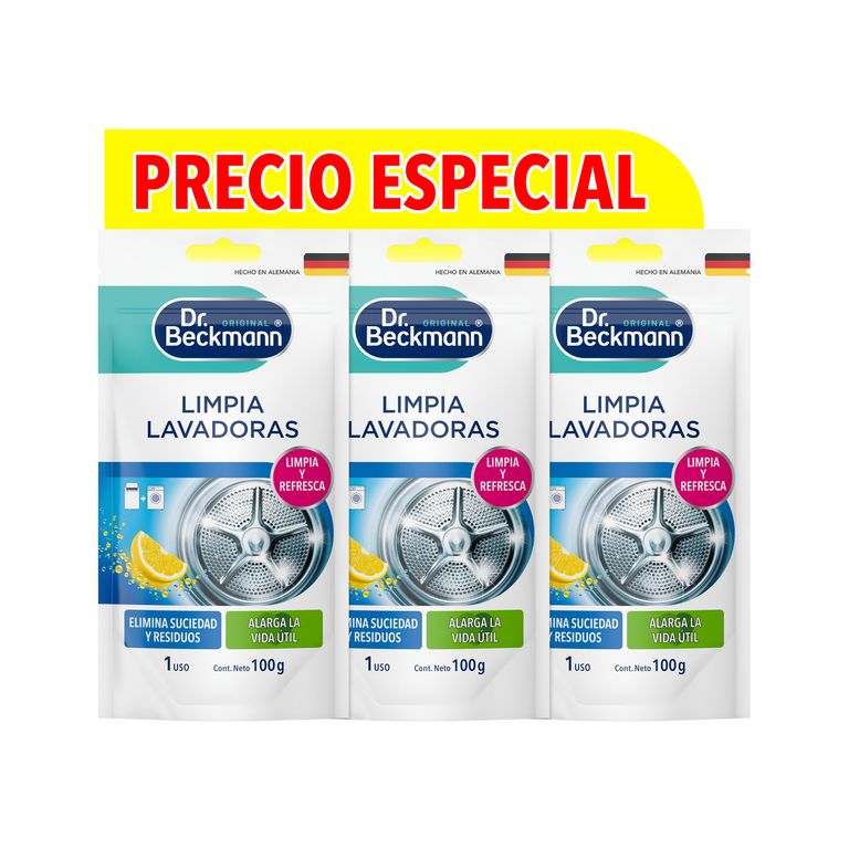Pack x3 de Limpia Lavadoras en Polvo 100gr Dr Beckmann
