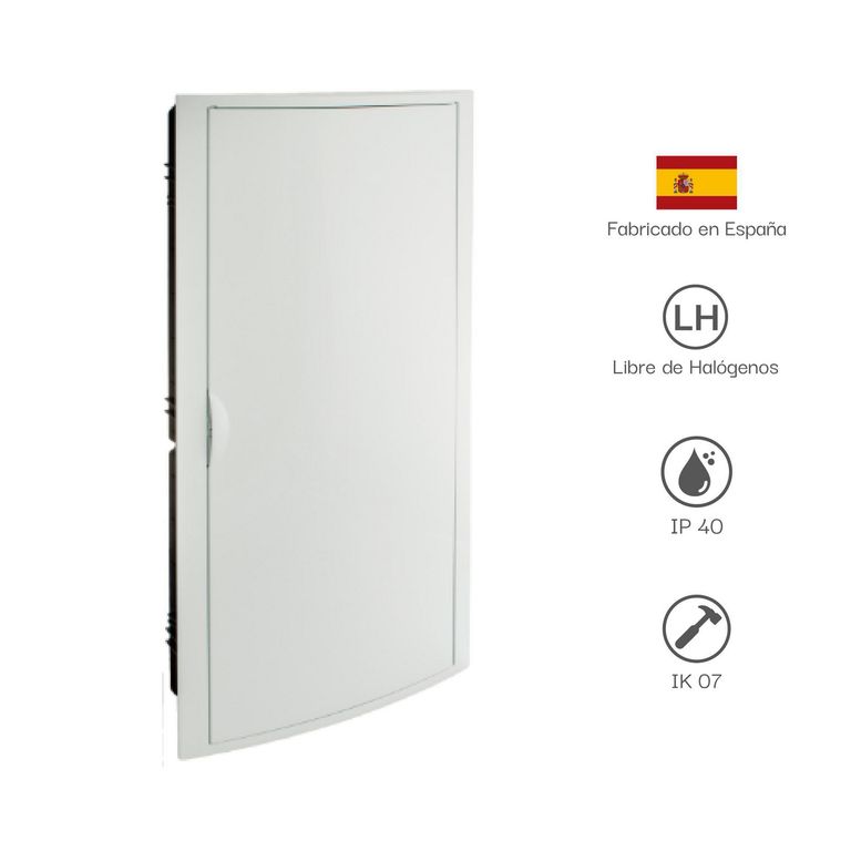 Tablero Riel Din Empotra. Libre Halog. 56 Polos Puerta Blanca A/H Ip40 Ik07