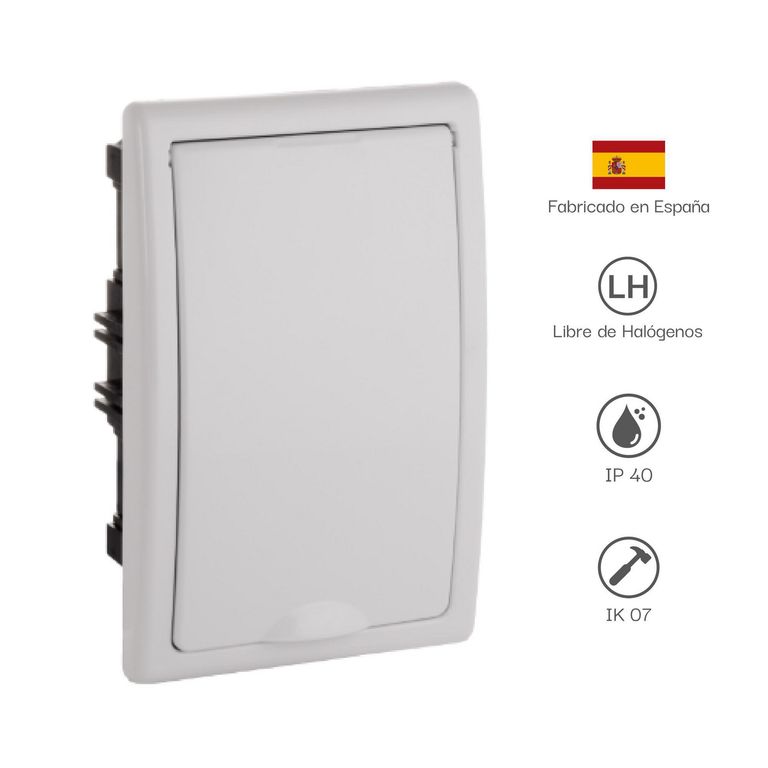 Tablero Riel Din Empotra. Libre Halog. 4 Polos Puerta Blanca A/V Ip40 Ik07