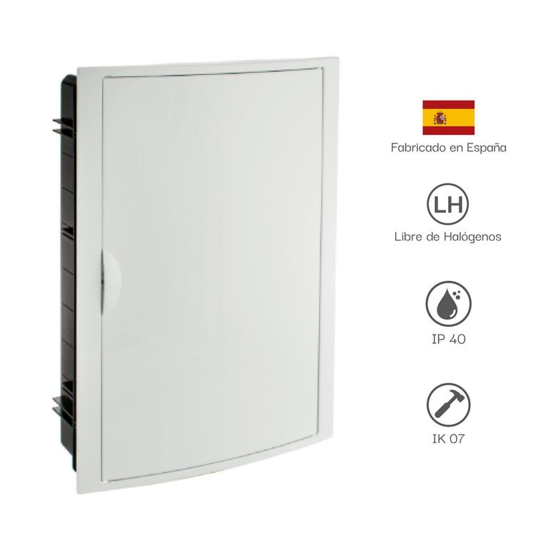 Tablero Riel Din Empotra. Libre Halog. 42 Polos Puerta Blanca A/H Ip40 Ik07 (5260Flj)