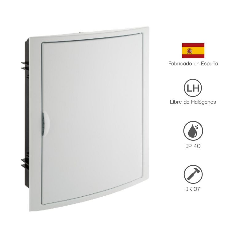 Tablero Riel Din Empotra. Libre Halog. 28 Polos Puerta Blanca A/H Ip40 Ik07