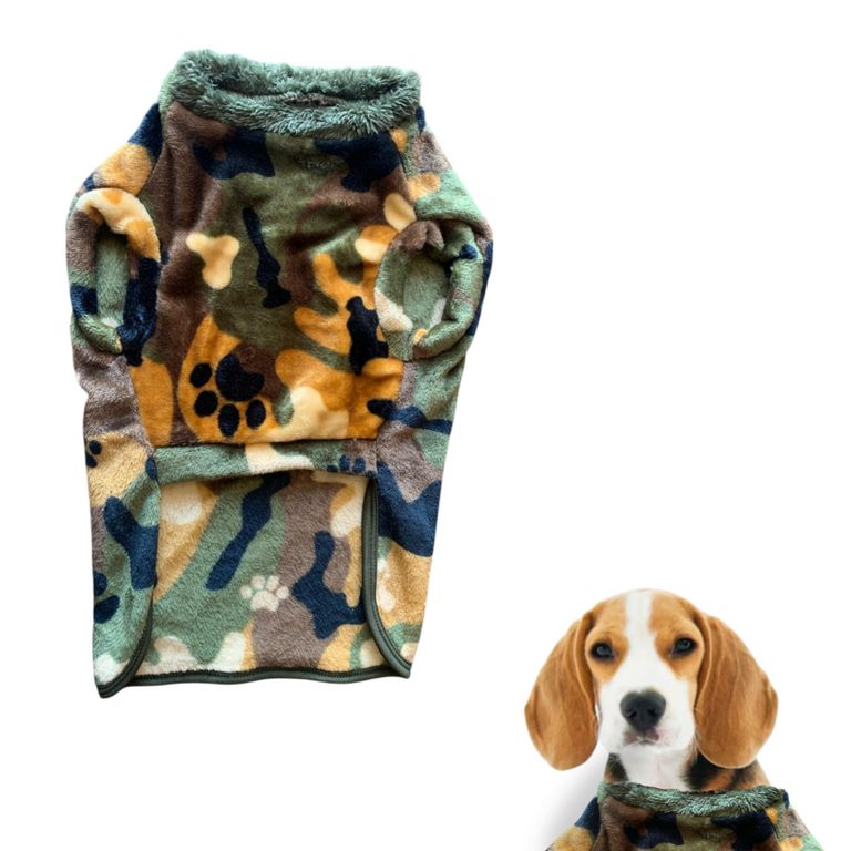 Polera para Perro Felpa Militar Talla S
