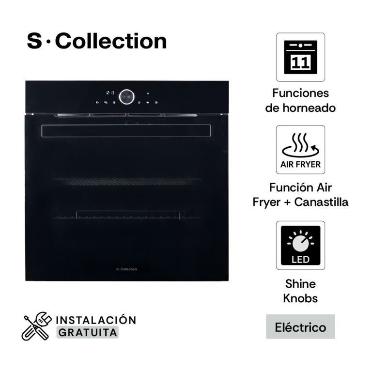 Horno Electrico Empotrado S-C Pure Black D1 Airfryer 75 Litros