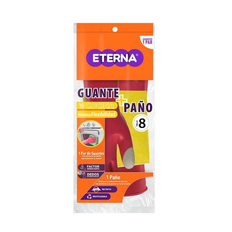 Combo Guante Flex Talla 8 + Paño Eterna