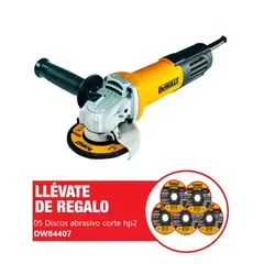 DEWALT - 01 Esmeril angular 4 1/2' 750W DWE750 + 05 Discos de corte HP2 4-1/2" DW84407