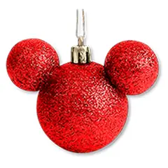 DISNEY - 2 Esferas de Navidad Verde/Rojo Glitter Mickey