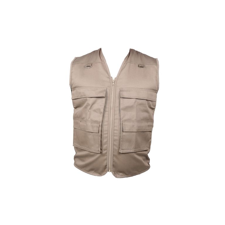 Chaleco Drill Multibolsillo Pescador Beige Talla M