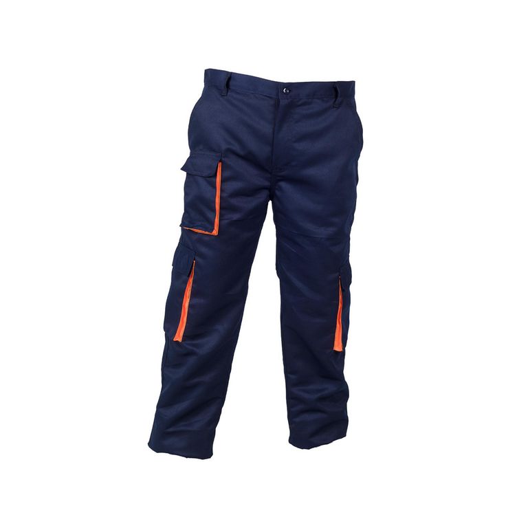 Pantalon Drill Azul Naranja Multibolsillo Talla M