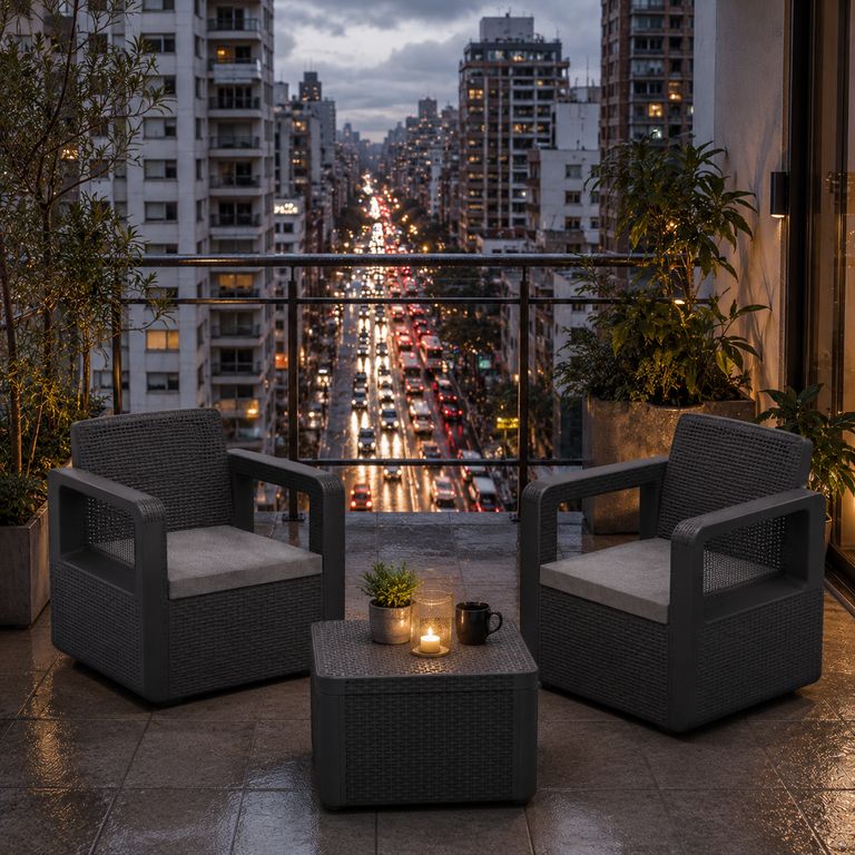 Juego de Balcón de Terraza Nassau 2 Personas Antracita