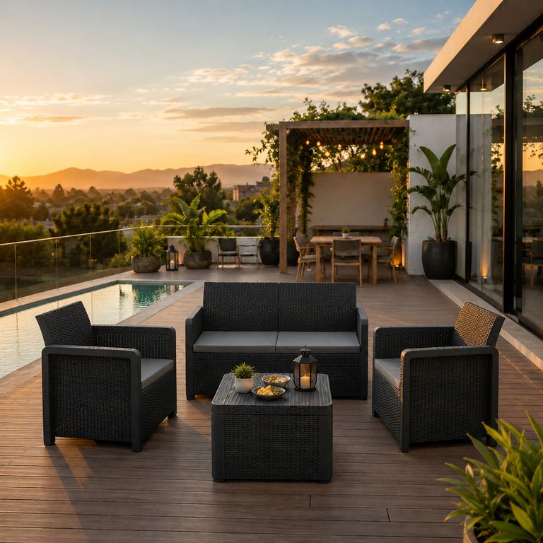 Juego de Balcón de Terraza Confort Nassau 4 Personas Antracita