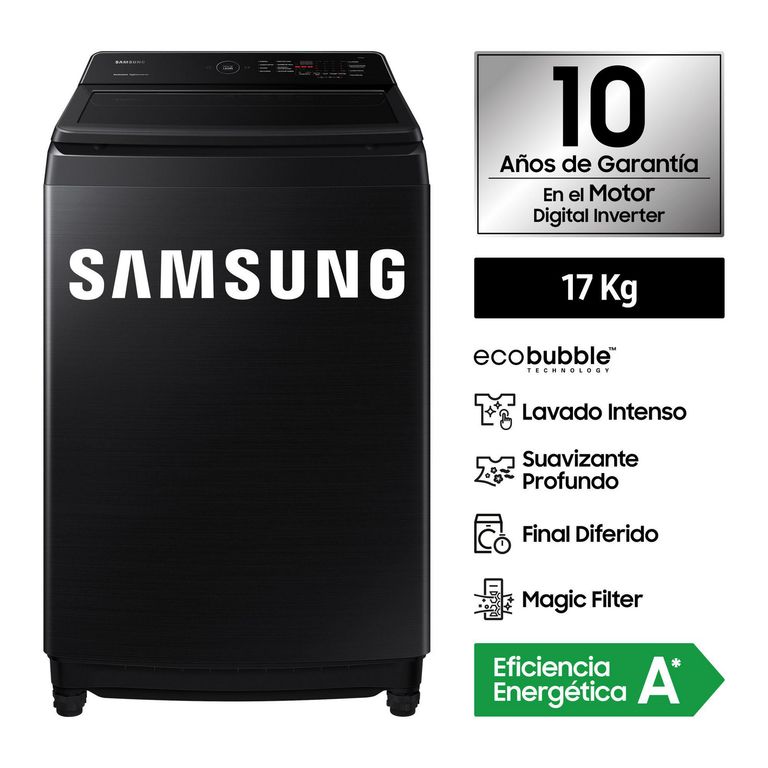 Lavadora Carga Superior 17kg Negro WA17CG6441BVPE