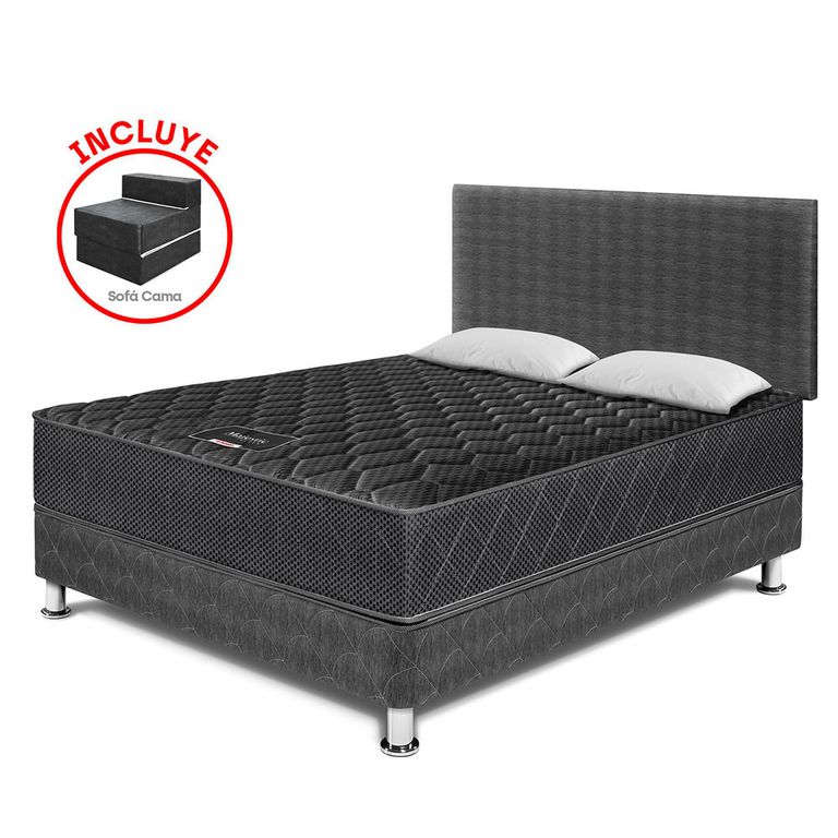 Dormitorio Majestic Black 2 Plazas + Sofa Cama