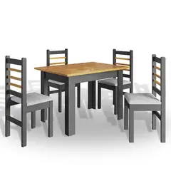 2020 HOME - Juego de comedor 4 Sillas Gris Natural 114x84x78cm