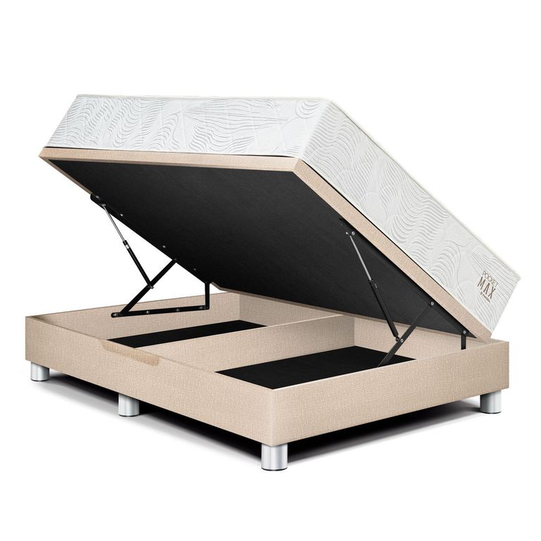 Cama Boxet Pocket Max Queen Champagne + 2 Almohadas + 1 Protector