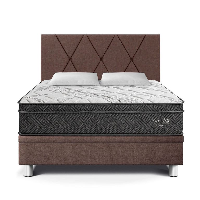 Dormitorio Boxet Pocket Star 2 plz Chocolate + 2 Almohadas + 1 Protector