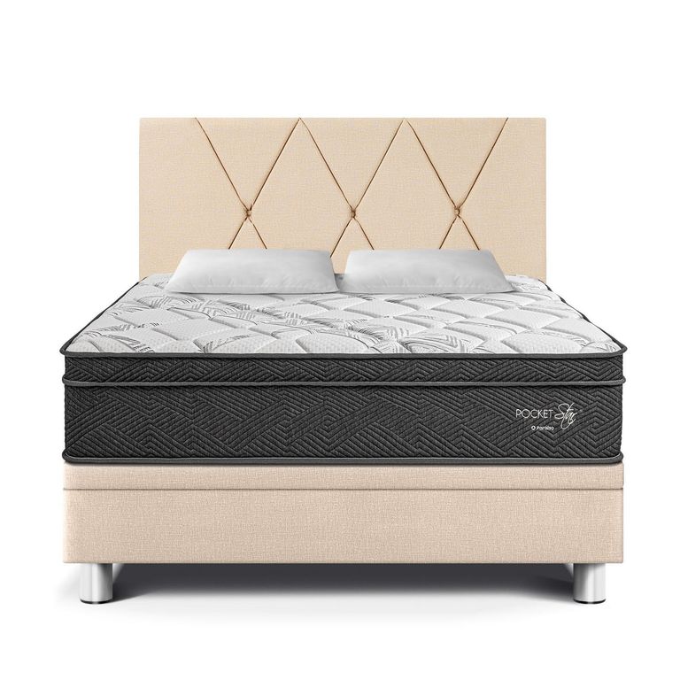 Dormitorio Boxet Pocket Star 2 plz Champagne + 2 Almohadas + 1 Protector