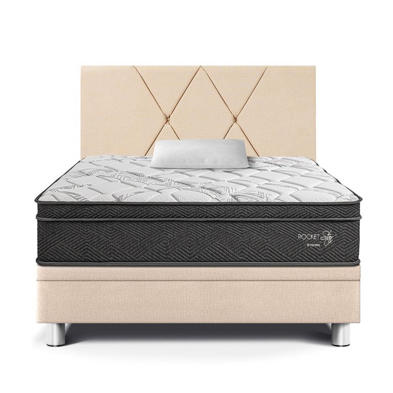 Dormitorio Boxet Pocket Star 1.5 plz Champagne + 1 Almohada + 1 Protector
