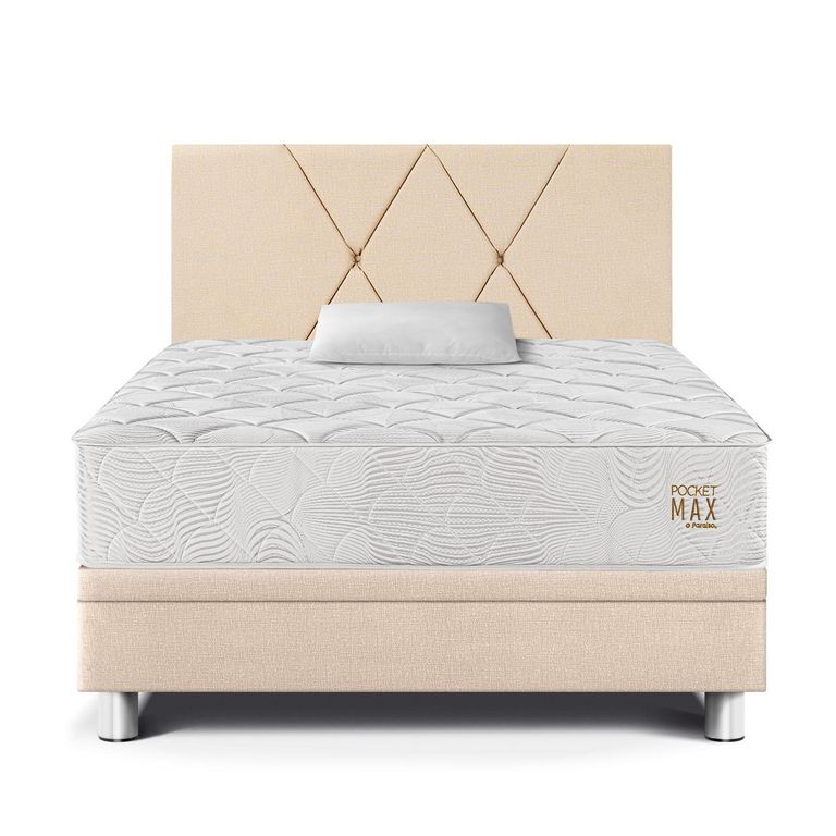 Dormitorio Boxet Pocket Max 1.5 plz Champagne + 1 Almohada + 1 Protector