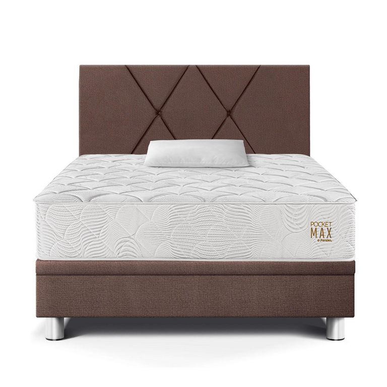 Dormitorio Boxet Pocket Max 1.5 plz Chocolate + 1 Almohada + 1 Protector