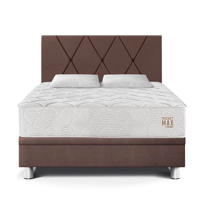 Dormitorio Boxet Pocket Max 2 plz Chocolate + 2 Almohadas + 1 Protector