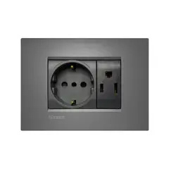 BTICINO - Toma Americana 15A + Schuko 16A Living Light Air Negro-Street Arena