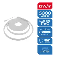 ILUMA - Tira Led 5 m 12 W Luz Cálida Protección IP65