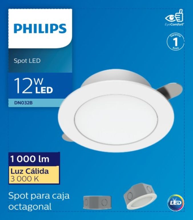Spot Plástico Blanco 12W Luz Cálida