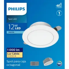 PHILIPS - Spot Plástico Blanco 12W Luz Cálida