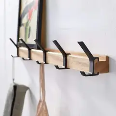 DUCASSE - Percha Acceso 5 Ganchos Negro/Madera.