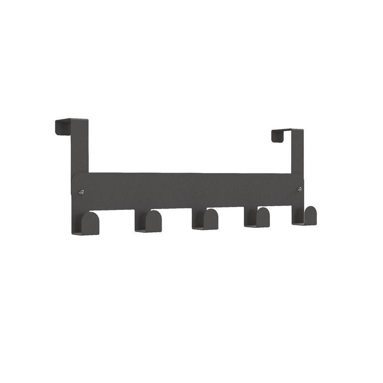 Percha Para Puerta 5 Ganchos Gris.