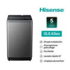 HISENSE - Lavadora Carga Superior 10 Kg Negro WT1D1030UT