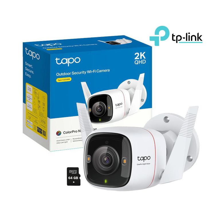 Cámara de Seguridad Wi-Fi Exterior Tapo C325WB 4MP 2K + Micro SD 64GB