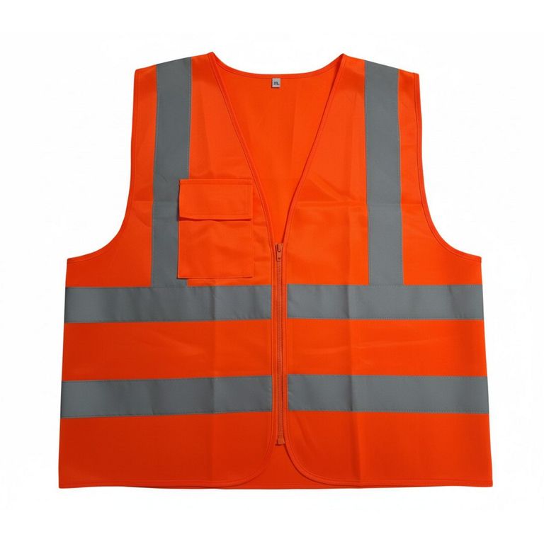 Chaleco de Seguridad Naranja C/Cierre y Bolsillo TIPO H