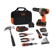 BLACK+DECKER - Kit Taladro Atornillador 20V + 54 Piezas Black&Decker