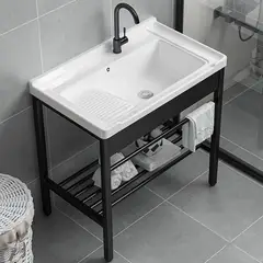 RECIPLAC - Lavarropa con Mueble Inoxidable 61x78x48cm Negro