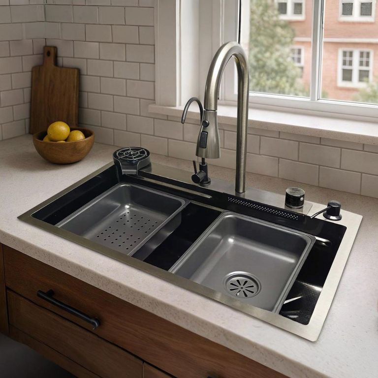 Lavadero de Cocina Lavapro Multifuncional Acero inoxidable 76x47x23 cm
