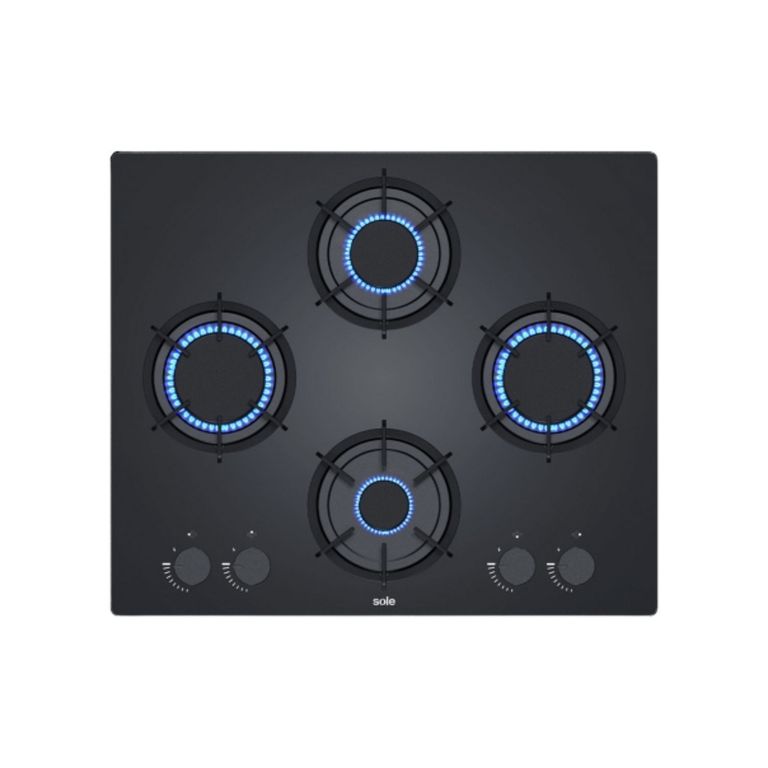 Encimera Empotrable A Gas 4 Hornillas 60cm Sole Rubí 3120SOLCO078 Negro