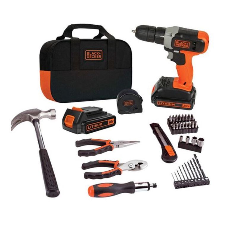Kit Taladro Atornillador 20v + 54 Piezas Black