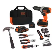 BLACK+DECKER - Kit Taladro Atornillador 20v + 54 Piezas Black