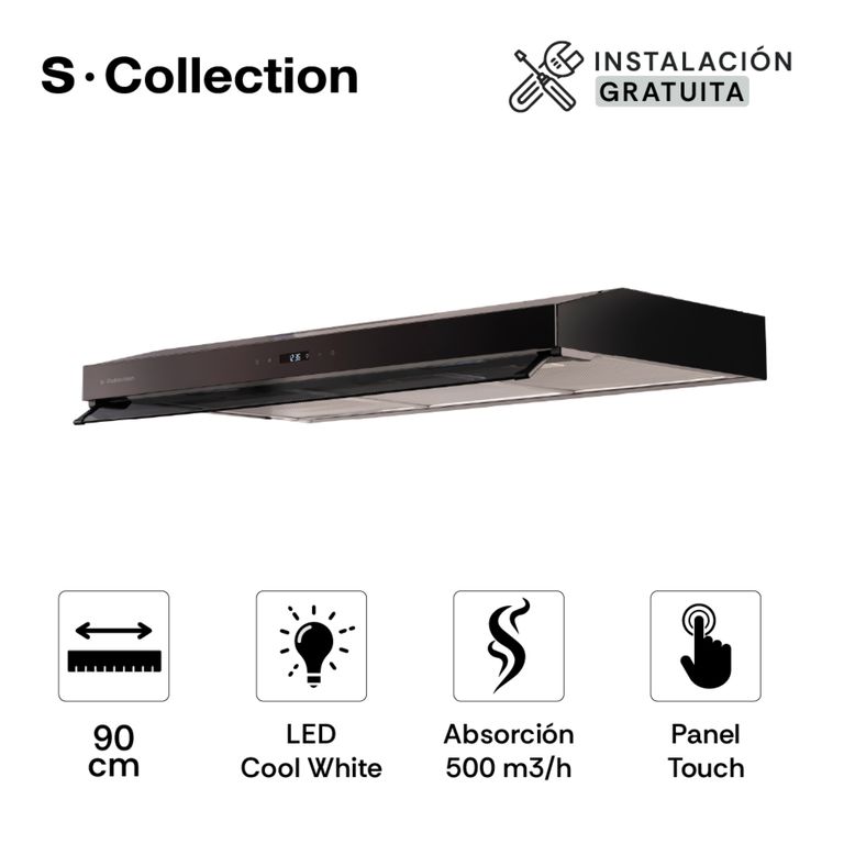 Campana Extractora Empotrada Slim Negro TURE19COV2